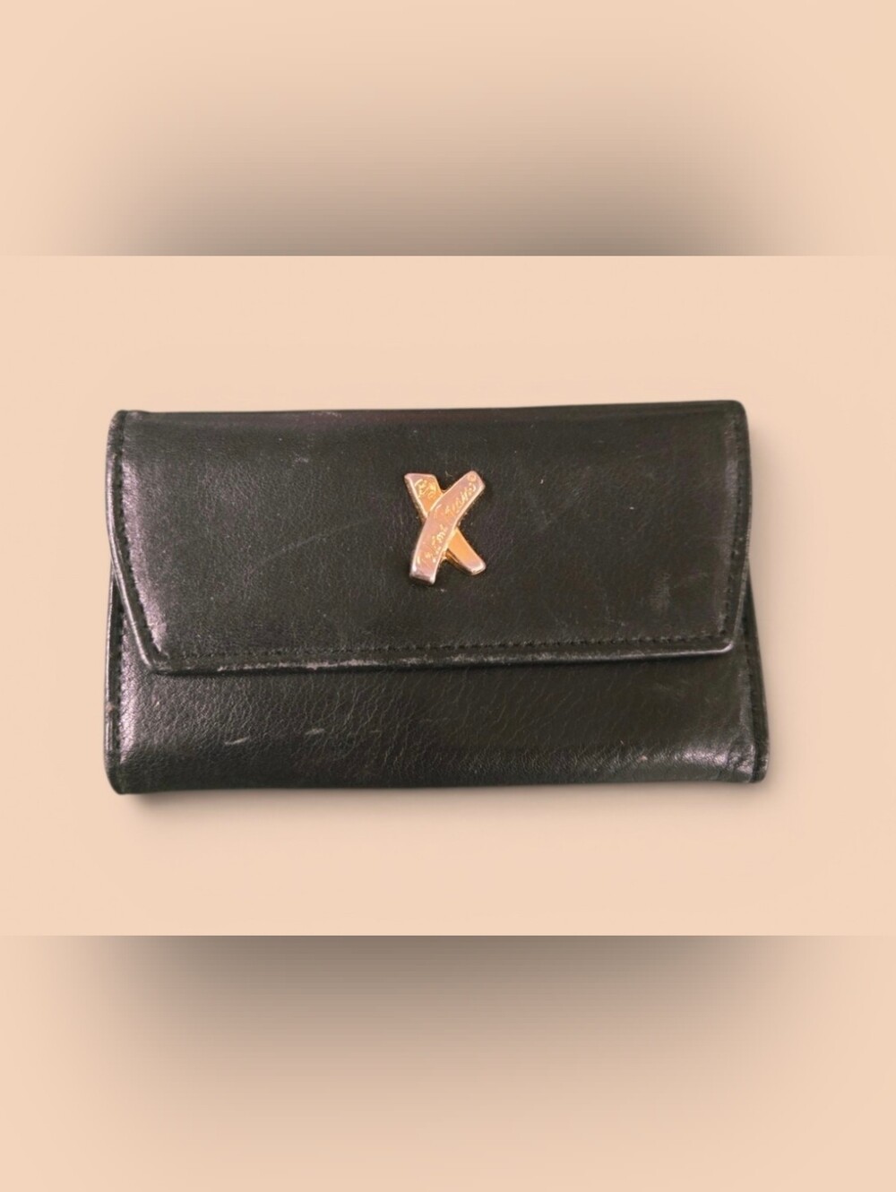 VINTAGE PALOMA PICASSO BLACK LEATHER 6 KEY HOLDER CASE WALLET MADE IN ITALY